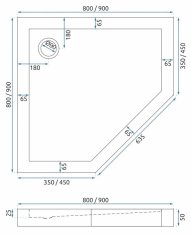 REA Diamond tuš kada 80x80