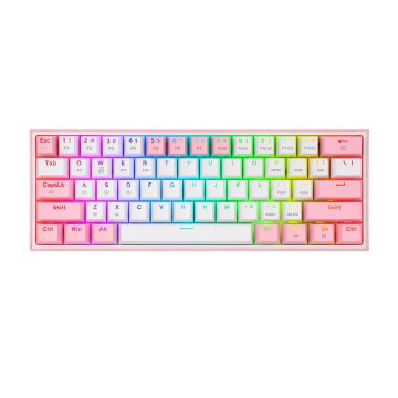 Redragon REDRAGON K616 Fizz Pro mehanička tipkovnica USB + RF Wireless + Bluetooth - bijela/ružičasta