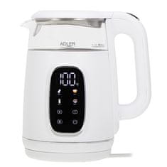 Adler Adler AD 1305WS električno kuhalo za vodu 1.7 L 2200 W Prozirno, Bijela, Srebrna