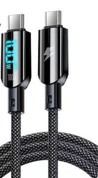 Vakoss Vakoss TC-U560 USB-C na USB-C kabel s digitalnim zaslonom, 100W, 1.5m, crni