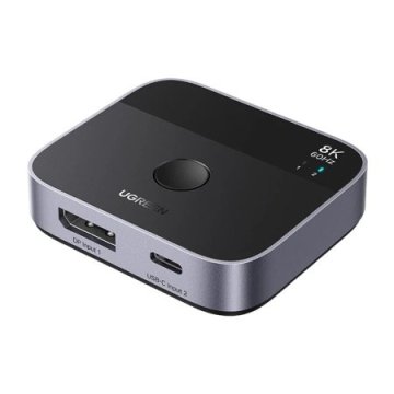 Ugreen Ugreen DisplayPort/USB-C na USB-C prekidač - sivi