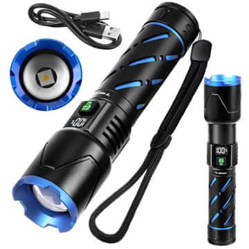 slomart Trizand 26950 Taktička svjetiljka, 800 lm, LED, USB-C, zoom, vodootporna