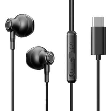 Northix Joyroom USB-C žičane slušalice s pola uha - crne