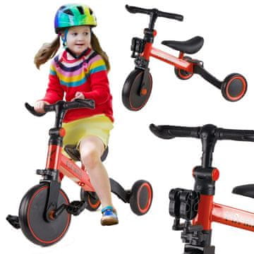 Northix Trike Fix Mini cross-country tricikl 3u1 s pedalama crveni