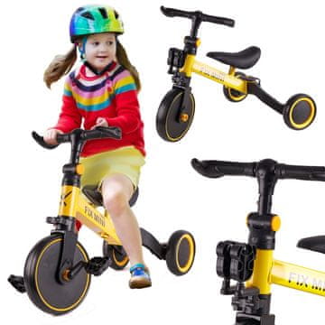 Northix Trike Fix Mini cross-country tricikl 3u1 s pedalama žuti