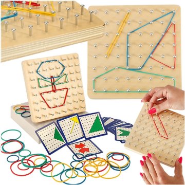Northix Geoboard geoplan drvena slagalica za stvaranje oblika s gumicama
