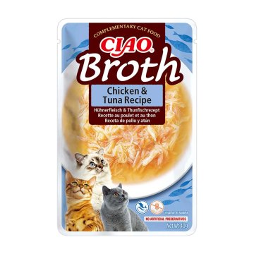Inaba INABA Ciao Broth s piletinom, lososom, tunom i kapicom - mačji međuobrok - 10x40g