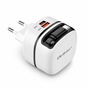 Qoltec Adapter Qoltec GaN 65W, 5-20V, 3-4.5A, USB-C PD PPS, bijeli