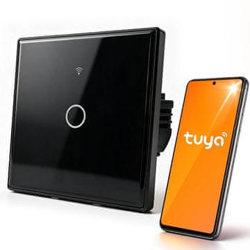 Qoltec Qoltec 52711 Pametni Touch prekidač za svjetlo, Wi-Fi, Kaljeno Staklo, Crni