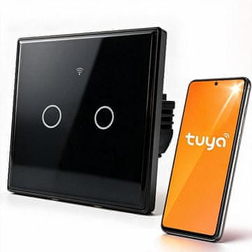 Qoltec Qoltec 52712 Pametni Touch prekidač za svjetlo, Wi-Fi, Kaljeno Staklo, Crni