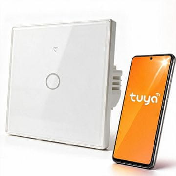 Qoltec Qoltec 52715 Pametni Touch prekidač za svjetlo, Wi-Fi, Kaljeno Staklo, Bijeli