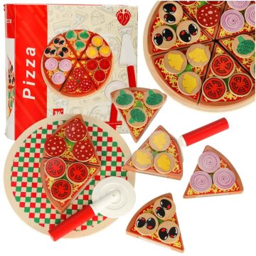 Northix Drveni set za igru s pizzom i priborom