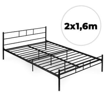 Northix Metalni okvir kreveta 160x200 cm s letvičastom podnicom, crni