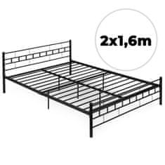 Northix Metalni okvir kreveta 140x200 cm, crni, letvičasta podnica