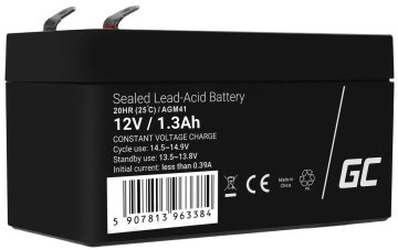 Northix Green Cell AGM VRLA 12V 1,3Ah onderhoudsvrije accu voor alarmen en speelgoed