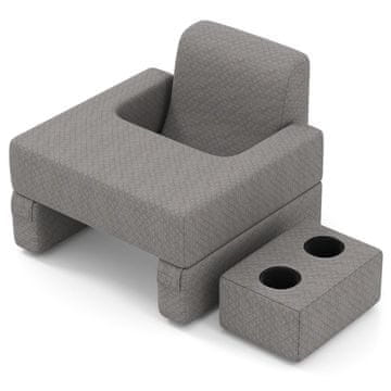 Northix Jastuk za čitanje s držačem za čaše - ergonomski naslon, sivi