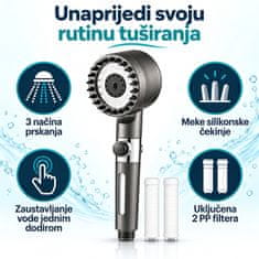 HOME & MARKER® Masažna tuš glava, 4 načina raspršivanja za spa efekt | SHOWERELAX