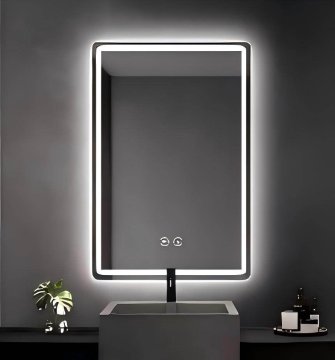 Northix LED ogledalo za kupaonicu s odmagljivanjem, 3 boje svjetla, 70x50 cm