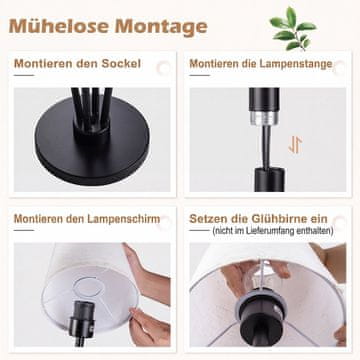 Northix Moderna podna lampa s 4 žarulje, sjenilima od tkanine i nožnim prekidačem