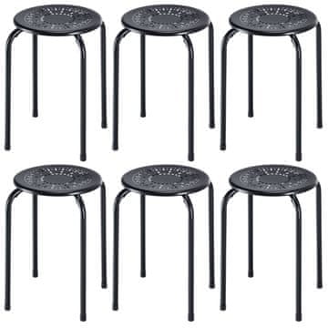 Northix Crne metalne stolice za slaganje u obliku daisy, set od 6