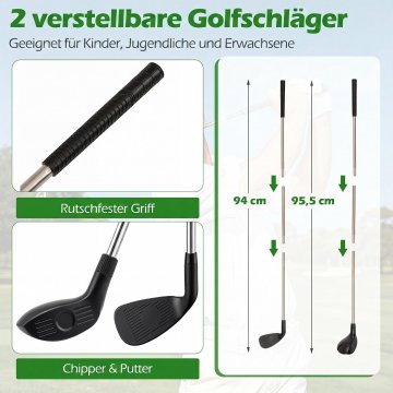 Northix Set za golf s čipingom, podloga 71"x71", 24 loptice, za unutarnju/vanjsku upotrebu
