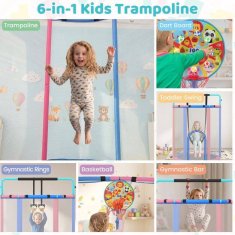 Northix Dječji trampolin 6 u 1 sa zaštitnom mrežom, plavi