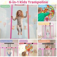 Northix Dječji trampolin 6 u 1 sa zaštitnom mrežom, ljubičaste boje