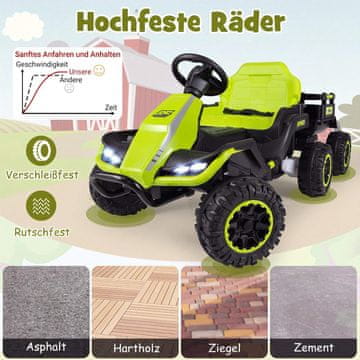 Northix 24V dječji električni traktor s daljinskim upravljačem, zeleni