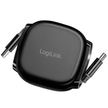 LogiLink LogiLink uvlačivi USB-C kabel 1 m, brzo punjenje 60 W, crni, magnetski krajevi