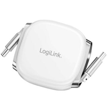 LogiLink LogiLink uvlačivi USB-C kabel 1 m, brzo punjenje 60 W, bijeli, magnetski krajevi