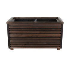 EE izvrsna drvena saksija za cvijeće s letvicama 80x40x45cm - Elegantna saksija za terase i balkone za drveće, grmlje i cvijeće - Dizajnerska saksija za cvijeće, masivna - Boja tamnog ružinog drveta