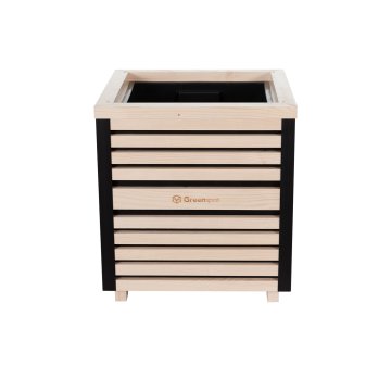 EE Izvrsna drvena saksija s letvicama 40x40x45cm, bezbojna impregnacija - Elegantna saksija za terase i balkone za drveće, grmlje i cvijeće - Kvadratna, čvrsta saksija - boja Bezbojna zelena mrlja