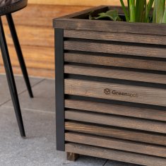 EE izvrsna drvena saksija za cvijeće s letvicama 80x40x45cm - Elegantna saksija za terase i balkone za drveće, grmlje i cvijeće - Dizajnerska saksija za cvijeće, masivna - Boja tamnog ružinog drveta