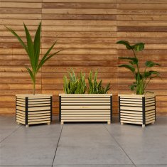 EE Izvrsna drvena saksija s letvicama 40x40x45cm, bezbojna impregnacija - Elegantna saksija za terase i balkone za drveće, grmlje i cvijeće - Kvadratna, čvrsta saksija - boja Bezbojna zelena mrlja