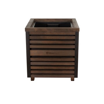 EE Izvrsna drvena saksija za cvijeće s letvicama 40x40x45cm - Elegantna saksija za terase i balkone za drveće, grmlje i cvijeće - Kvadratna saksija, puna - boja tamnog ružinog drveta