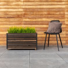EE izvrsna drvena saksija za cvijeće s letvicama 80x40x45cm - Elegantna saksija za terase i balkone za drveće, grmlje i cvijeće - Dizajnerska saksija za cvijeće, masivna - Boja tamnog ružinog drveta
