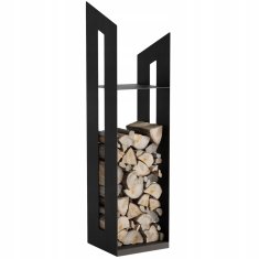 L&D Stalak za košaru za drva za kamin, čelik, LOFT, 122 cm, moderno