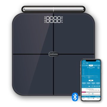 Medisana BS 850 Holistička analitička vaga s 8 točaka do 180 kg | VitaDock | Mjerenje cijelog tijela | Antracit
