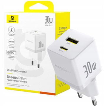 BASEUS Palm 30W USB-C USB-A BIJELI zidni punjač