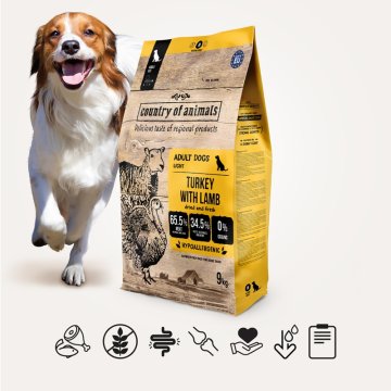 Country of Animals suha hrana za pse puretina s janjetinom 9 kg