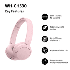Sony WH-CH530 bežične slušalice, roza (WHCH530P.CE7)