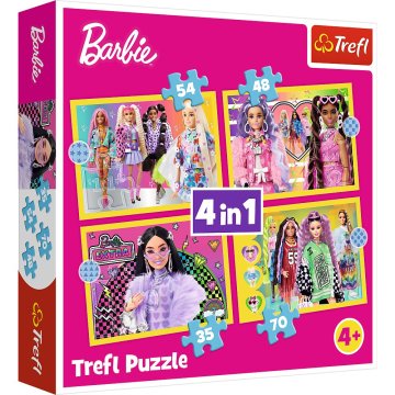 Northix Trefl Barbie puzzle 4 u 1 set