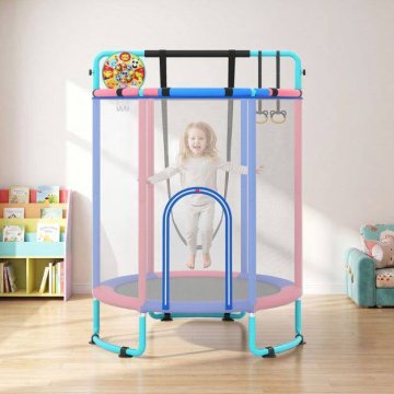 Northix Dječji trampolin 6 u 1 s ljuljačkom i gimnastičkom šipkom, plavi