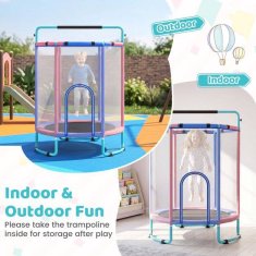 Northix Dječji trampolin 6 u 1 s ljuljačkom i gimnastičkom šipkom, plavi
