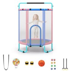 Northix Dječji trampolin 6 u 1 s ljuljačkom i gimnastičkom šipkom, plavi