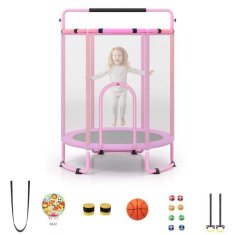 Northix Dječji trampolin 6 u 1 s ljuljačkom i šipkom za vježbanje, roza