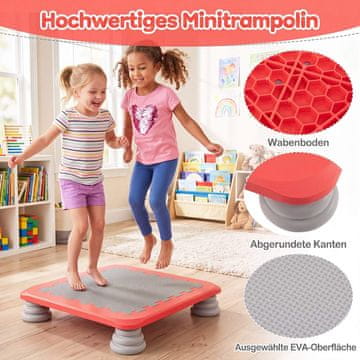 Northix Dječji mini trampolin, 25,5 inča, neklizajući, crveni