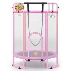 Northix Dječji trampolin 6 u 1 s ljuljačkom i šipkom za vježbanje, roza