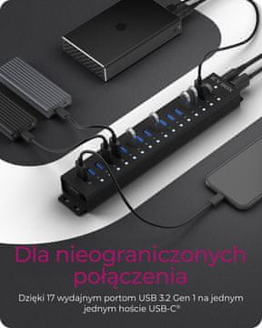 Box IB-HUB1717-U3 USB 3.2 Gen 1 HUB 5 Gbps Crni