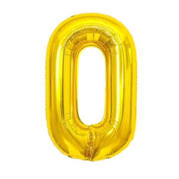 ZLATNI FOLIJA BALON HELIJ ZERO VELIKI 100 cm BROJ 0